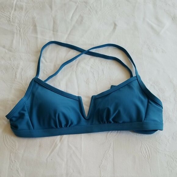 Xhilaration Juniors Bikini Top Size XS Blue V-Wire Bralette Bathing Suit Swim - Picture 2 of 7